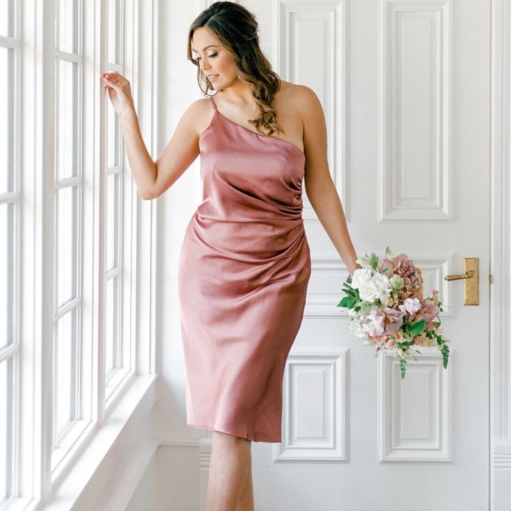 COPY - Revelry Jade Midi Satin Dress Desert Rose Size 4